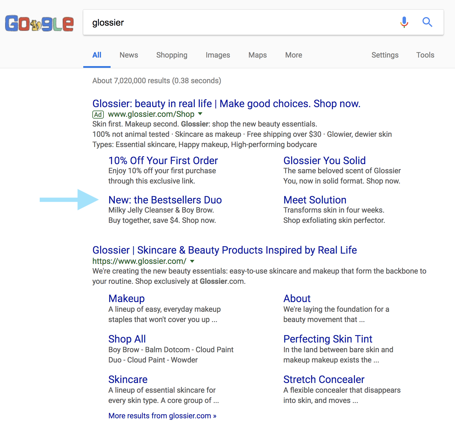 Google Ad Showing New Product