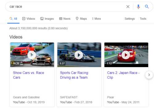 video search car race