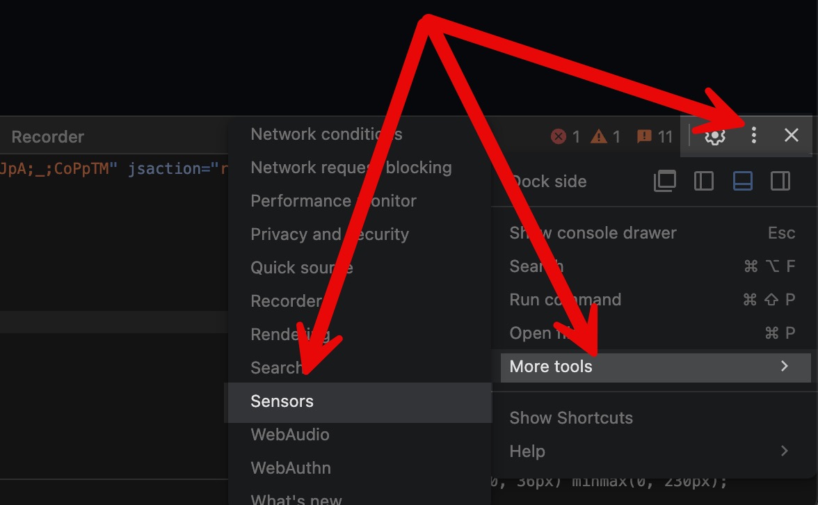 google change location search in developer tools