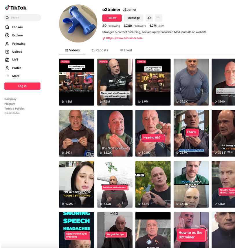 o2 trainer tiktok